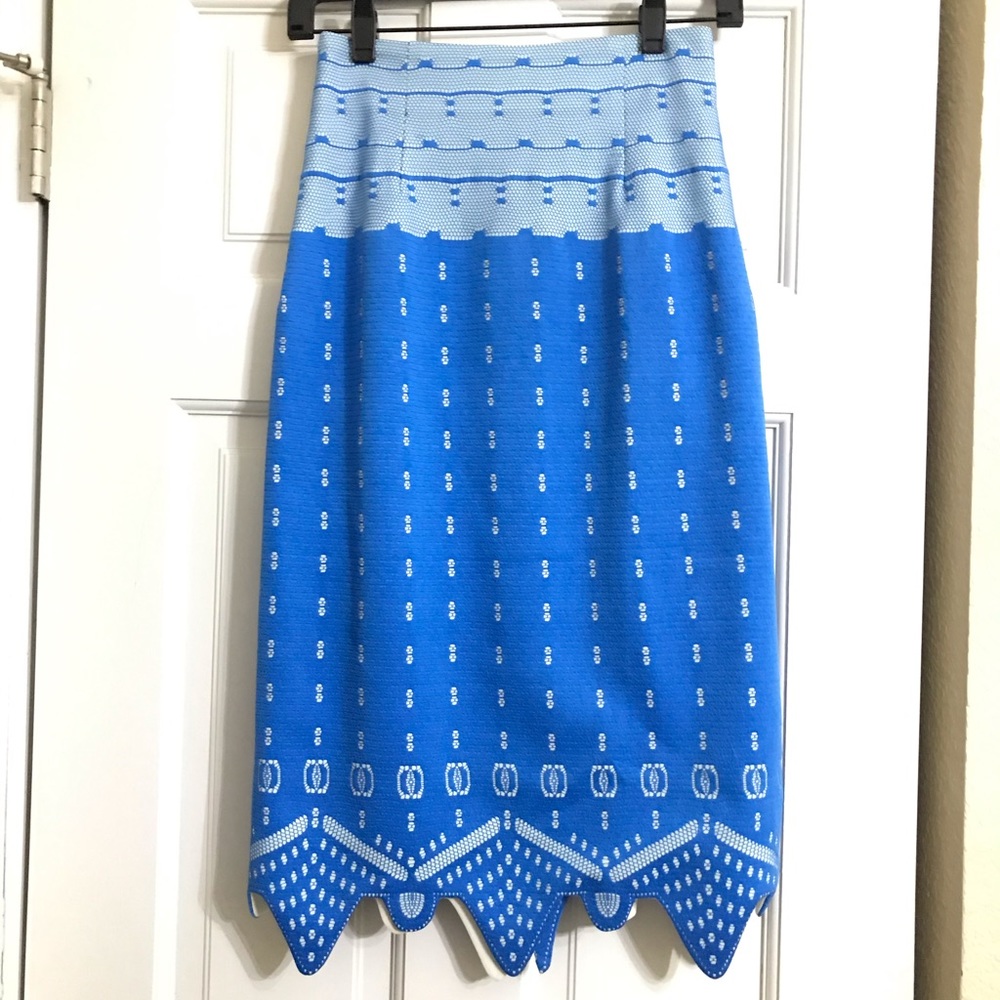 Jonathan Simkhai Bonded Lace Scalloped Pencil Skirt